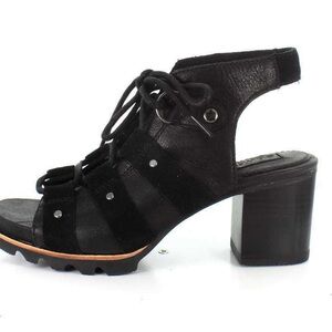 Sorel Addington Black Chunky Heel Sandals